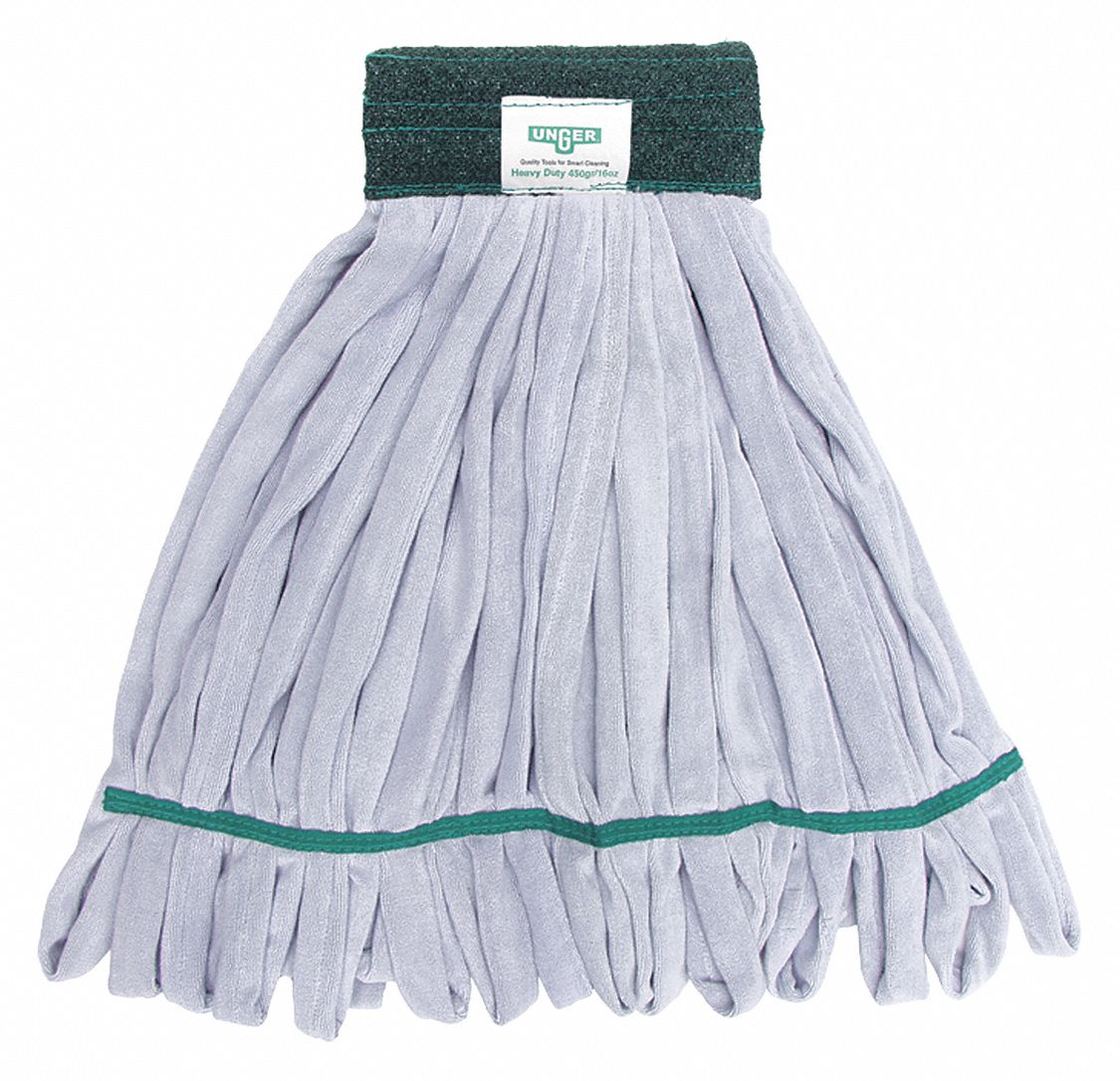 UNGER Wet Mop Microfiber, 16 oz Dry Wt, 6 in Headband Size, Green
