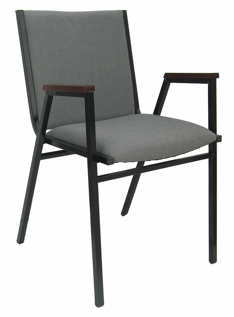 Black Steel Stacking Chair with Gray Seat Color, 1EA Grainger