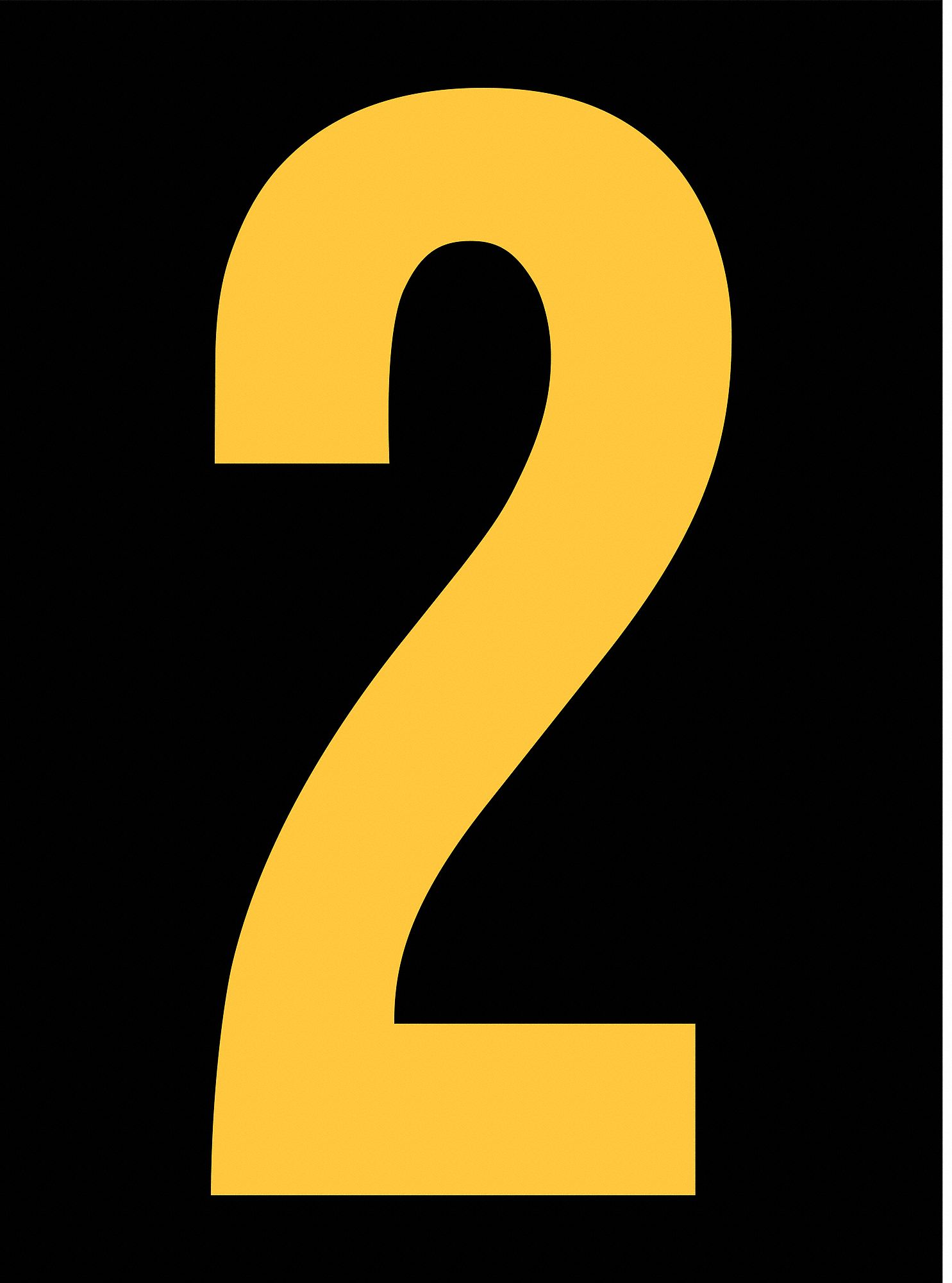STRANCO INC Reflective Number Label, 2, Reflective Yellow on Black, 2 1