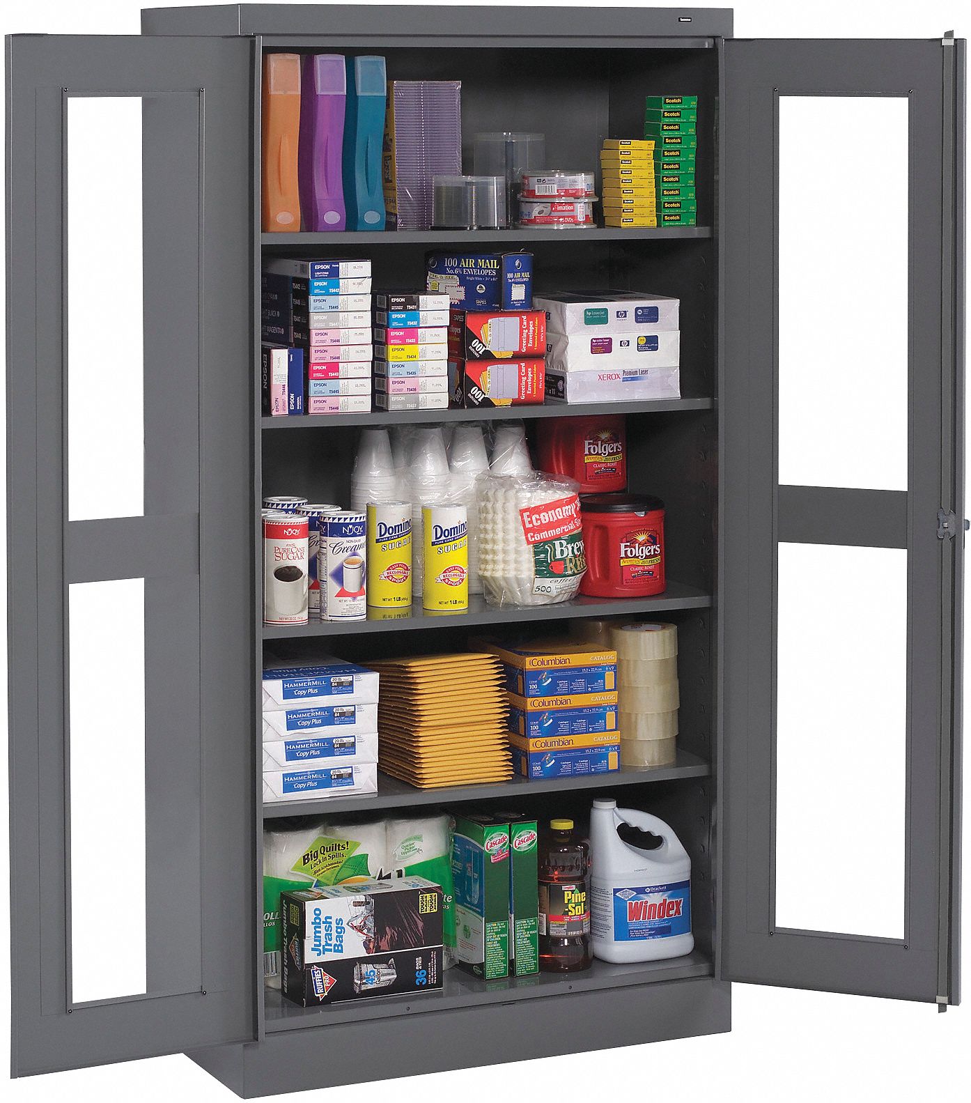 TENNSCO Commercial Storage Cabinet, Medium Gray, 72 in H X 36 in W X 24