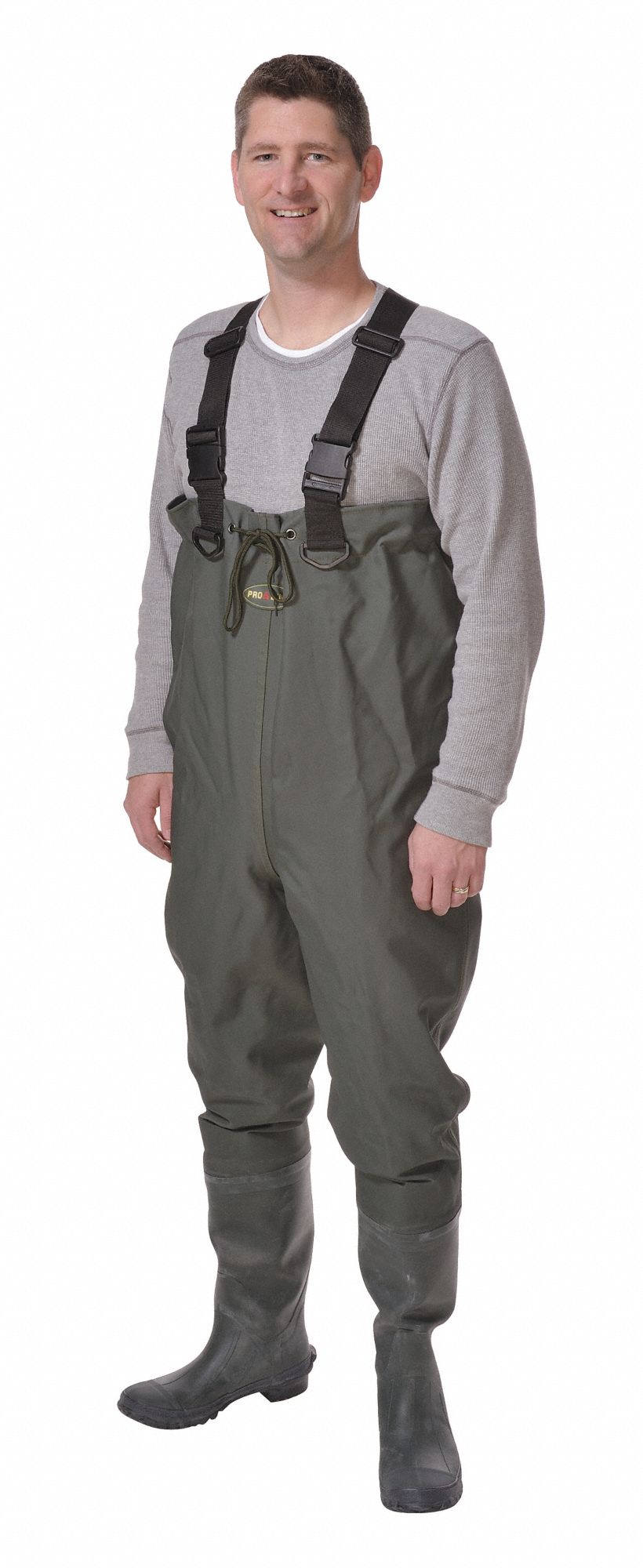 Chest Wader, Men's, 8, Plain, Dark Green, 33" Inseam, 1 PR Grainger