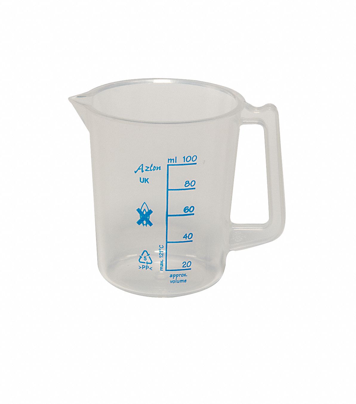 Beaker with Handle, 100mL/3.38 oz, PK 5 Grainger