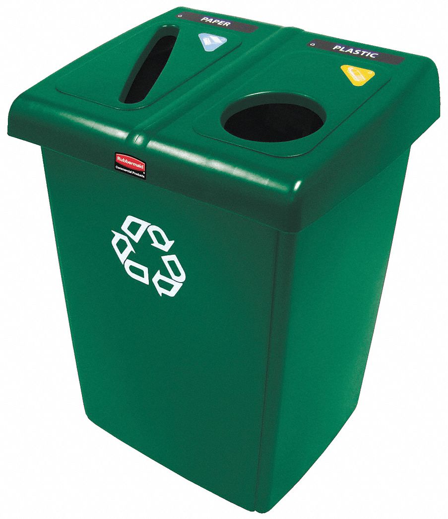 RUBBERMAID COMMERCIAL PRODUCTS, Green, (2) 23 gal Capacity, Recycling