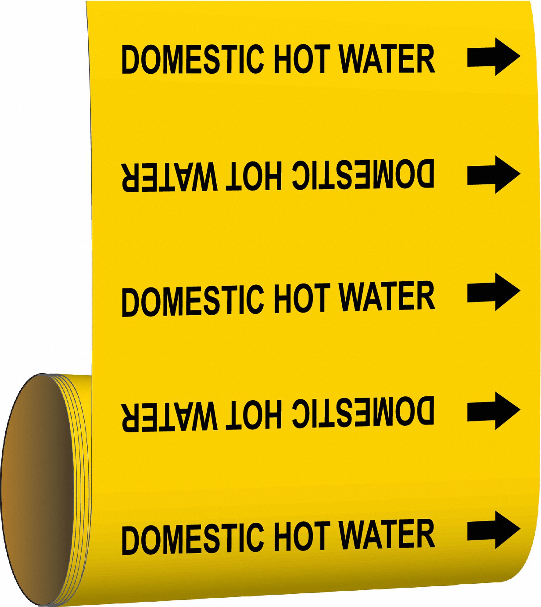 Domestic Hot Water, Yellow, Pipe Marker 8RKW641459 Grainger