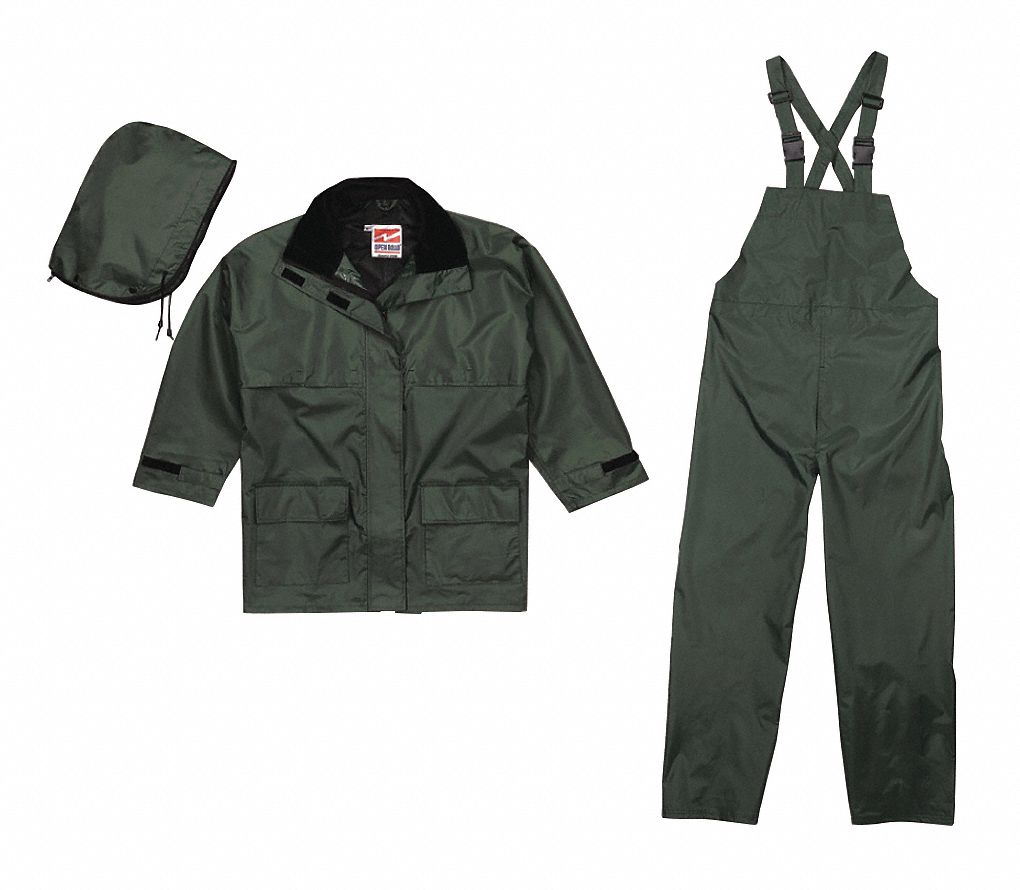 VIKING, 3 Piece Rain Suit with Jacket/Bib Overall, Green, 3Piece