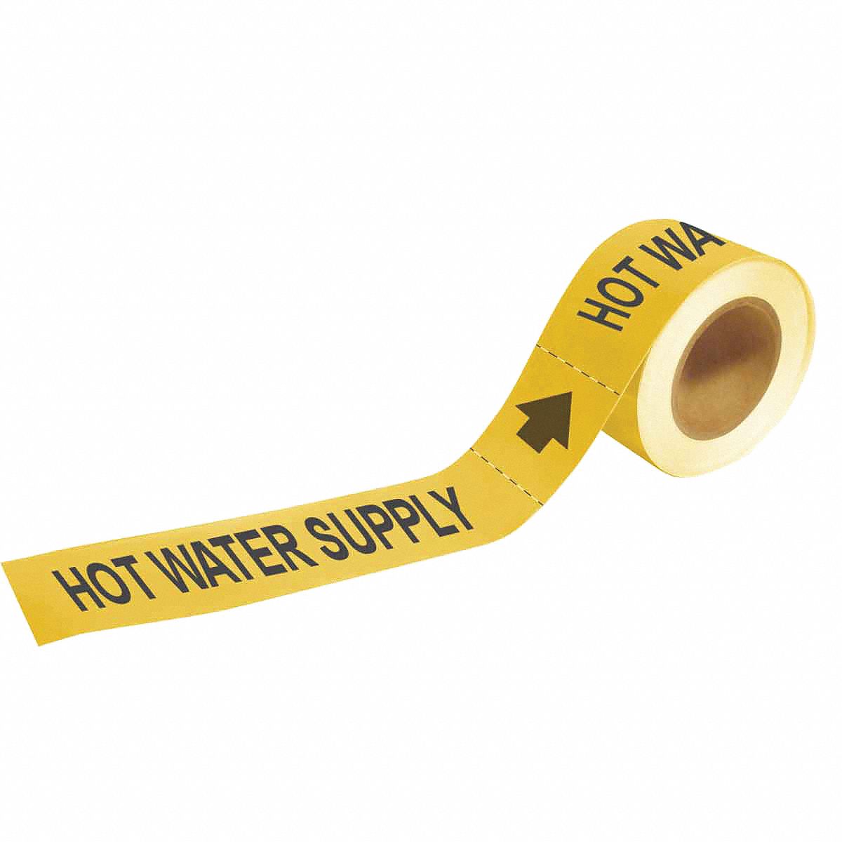 Hot Water Supply, Yellow, Pipe Marker 9PV5120442 Grainger