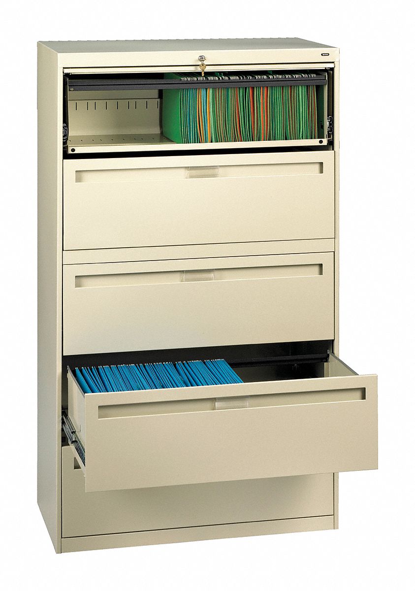 TENNSCO, 5 Drawers or Bins, Champagne/Putty, Lateral File