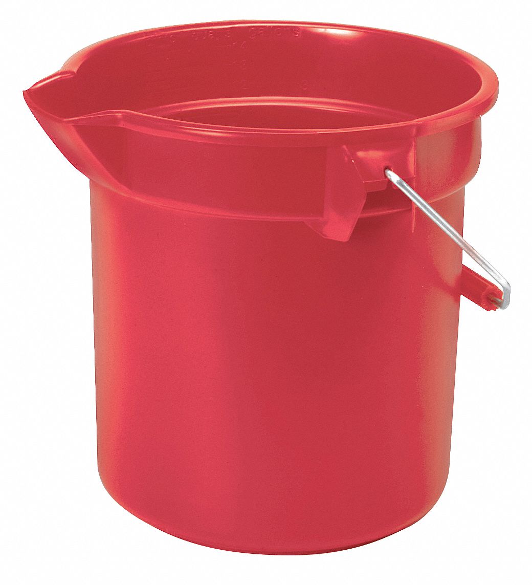 31/2 gal. Red HDPE Bucket, 1 EA Grainger
