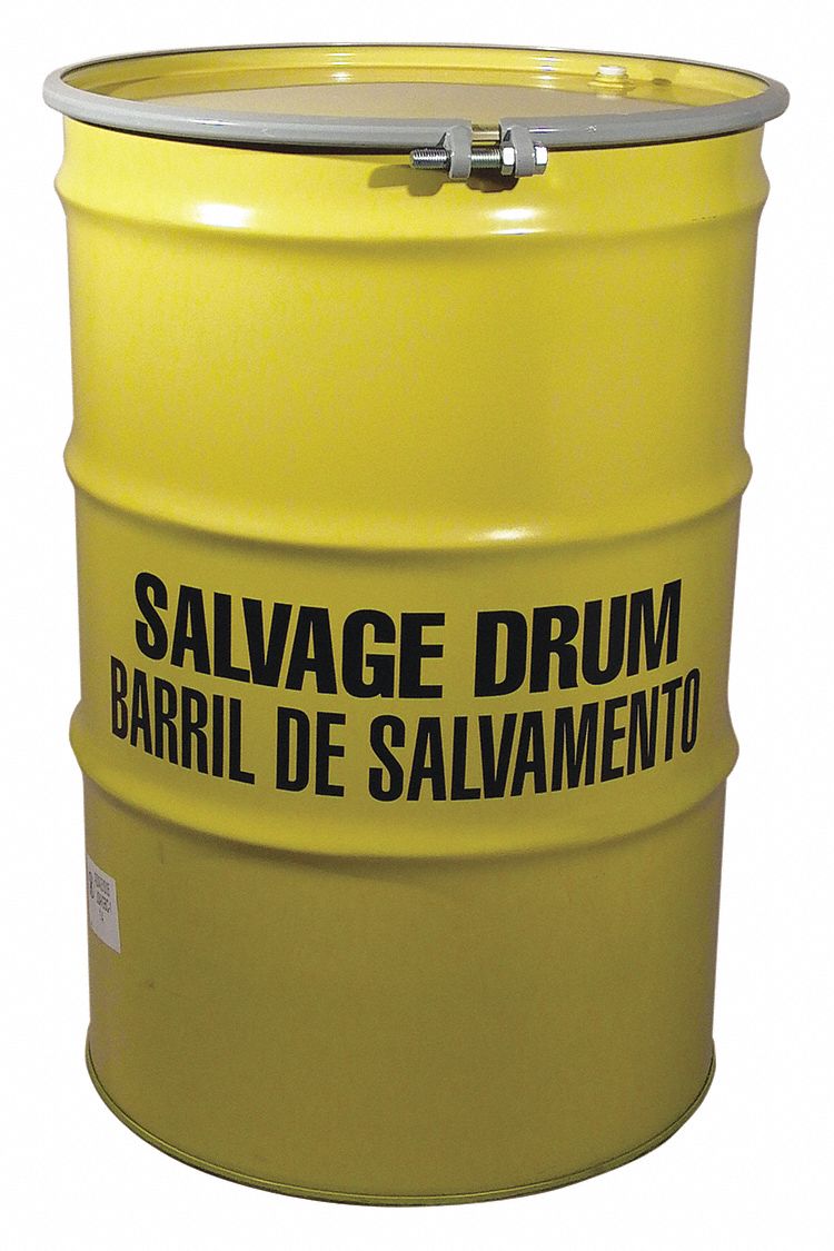 GRAINGER APPROVED 85 gal Yellow Steel Open Head Salvage Drum 8WXN6