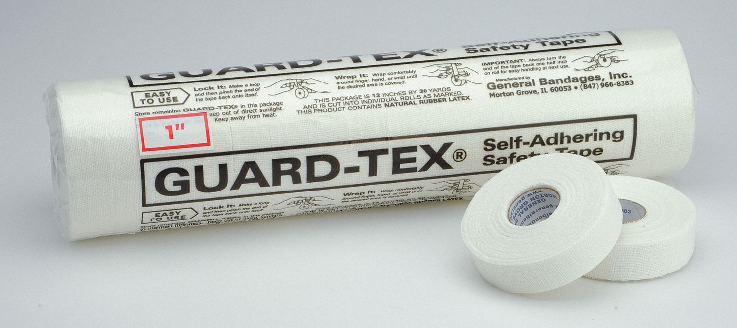 GUARDTEX First Aid Tape, White, Waterproof No, Cotton Gauze, 1 in