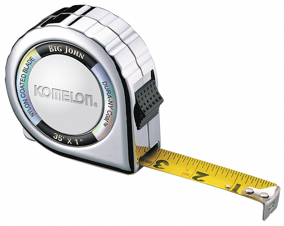 KOMELON 35 ft Steel SAE Tape Measure, Chrome 8XUA4535C Grainger