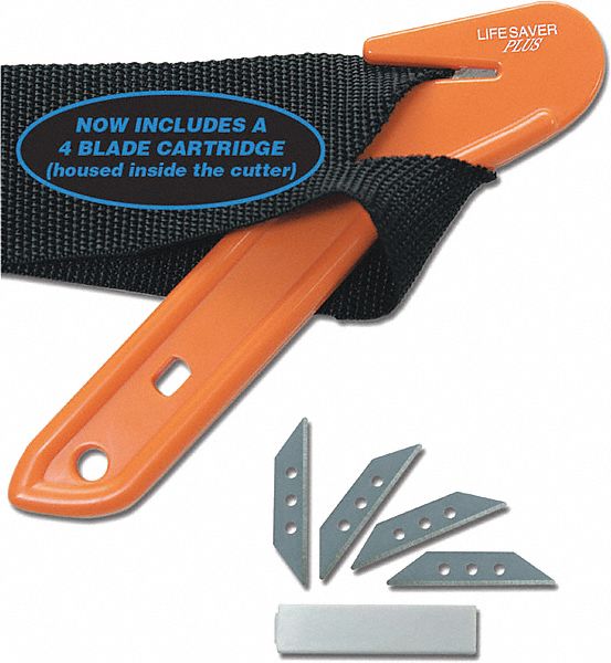 EMI, Orange, Plastic/Stainless Steel Blade, Seat Belt Cutter 8Z5434002 Grainger