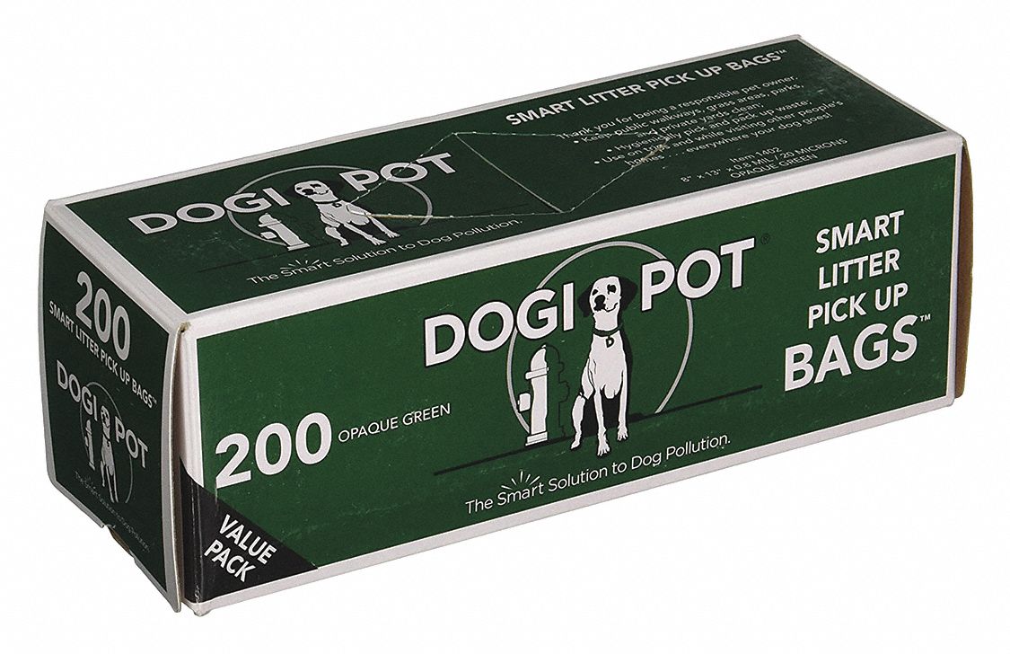 DOGIPOT Pet Waste Bags 8 oz Capacity, 8 in Wd, 13 in Ht, Green, Coreless Roll, 30 PK 8ZCE8