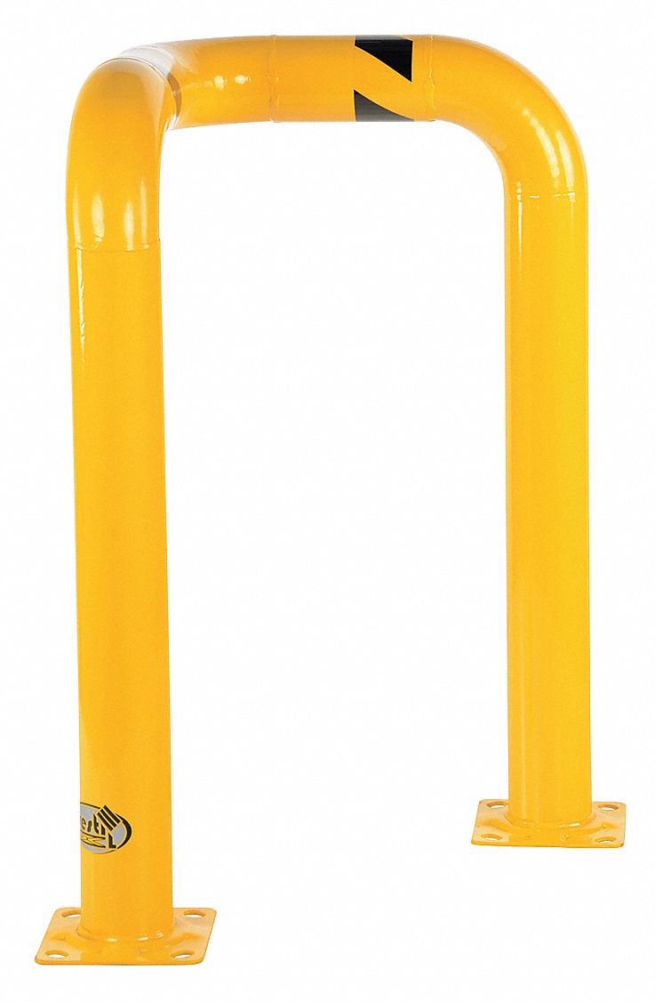GRAINGER APPROVED Yellow, Steel, Corner Guard, Floor Mounted Guard Rail