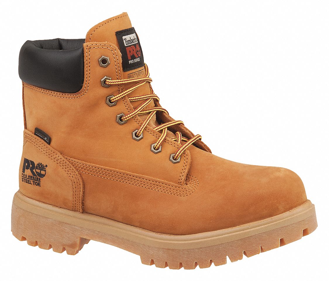 TIMBERLAND PRO 6" Work Boot, 8, M, Men's, Wheat, Steel Toe Type, 1 PR