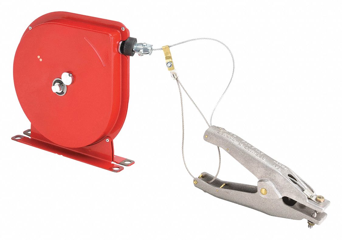50 ft Retractable Grounding Wire Reel, Red, Cable Coated No Grainger