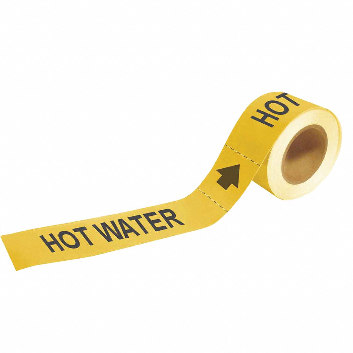 Hot Water, Yellow, Pipe Marker 9CR5473901 Grainger