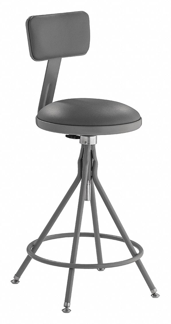 NATIONAL PUBLIC SEATING Round Stool with 24 in to 28 in Seat Height Range and 300 lb Weight