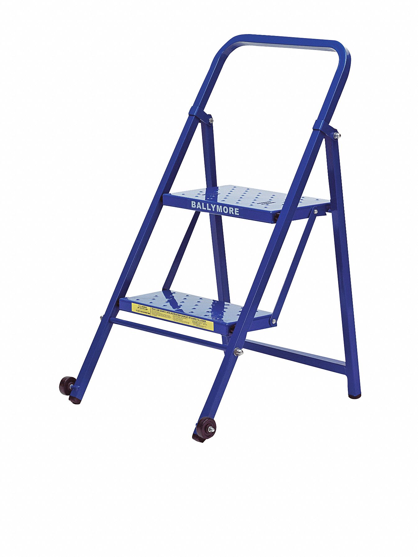 BALLYMORE 2-Step Folding Rolling Ladder, Perforated Step Tread, 36