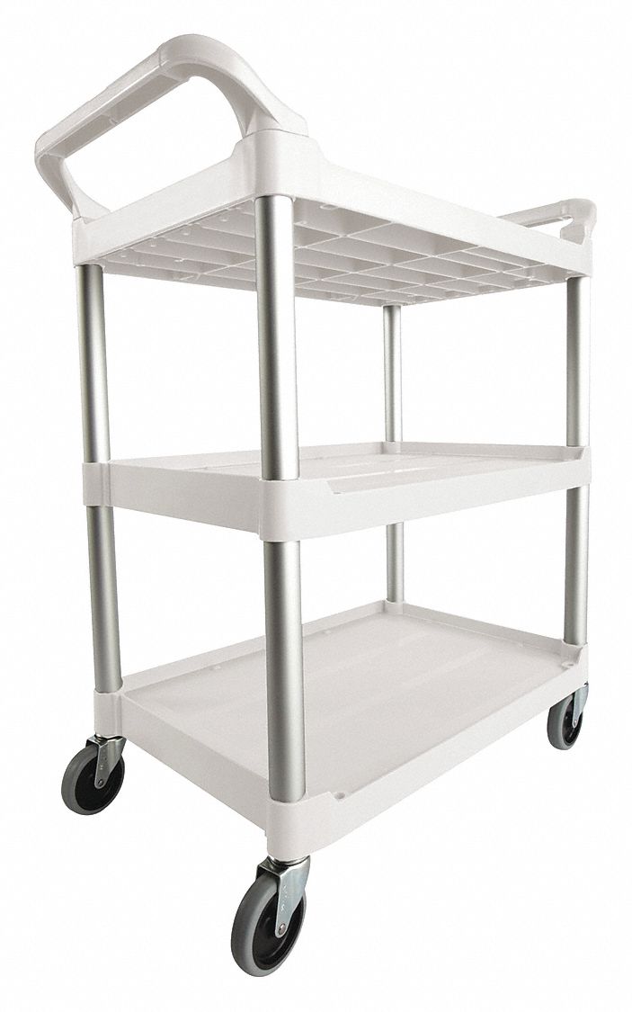 RUBBERMAID COMMERCIAL PRODUCTS, White, DualHandle Utility Cart with