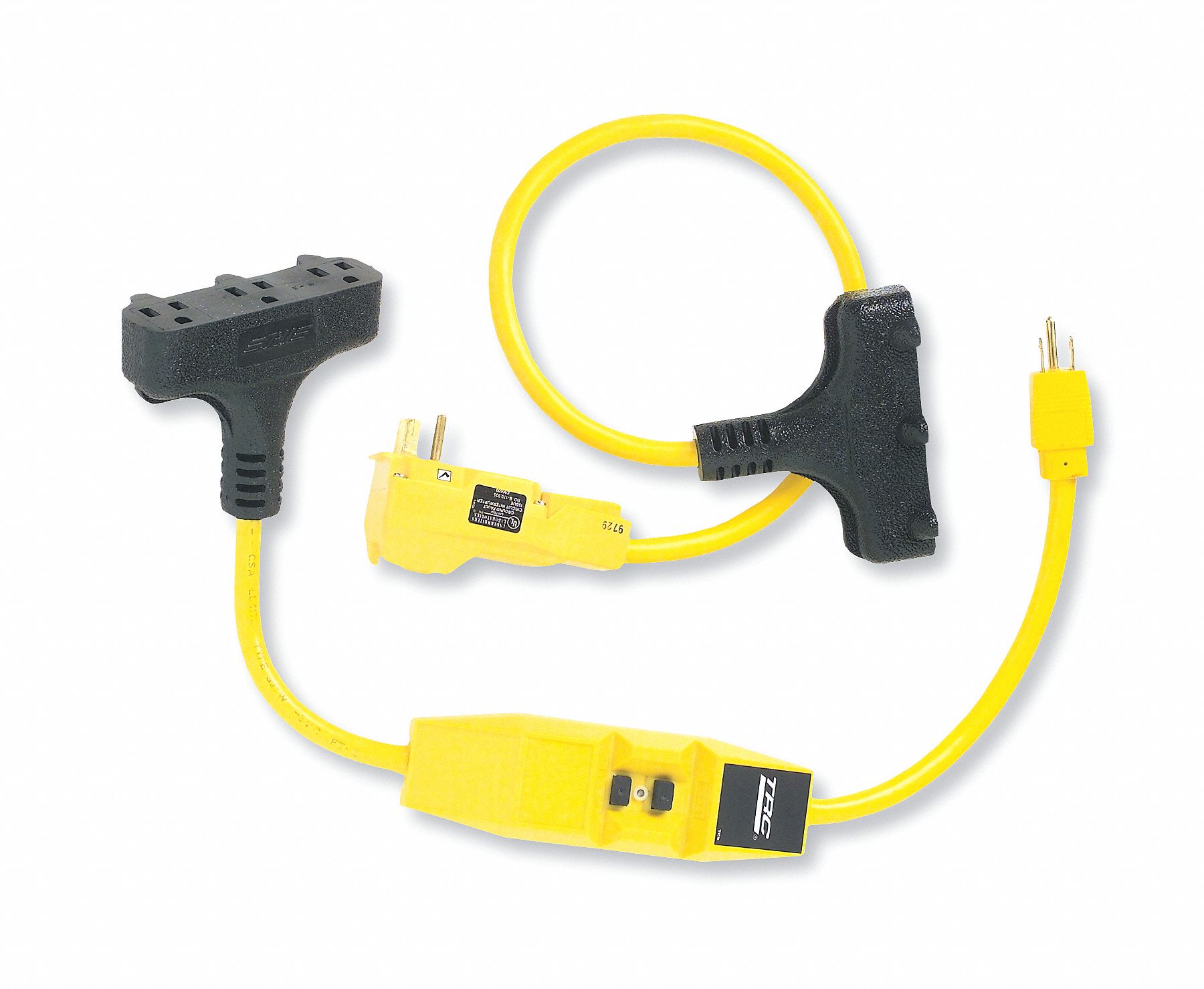 Plug-In GFCI with Cord, 50 ft, Yellow, 15.0, Plug Configuration NEMA 5