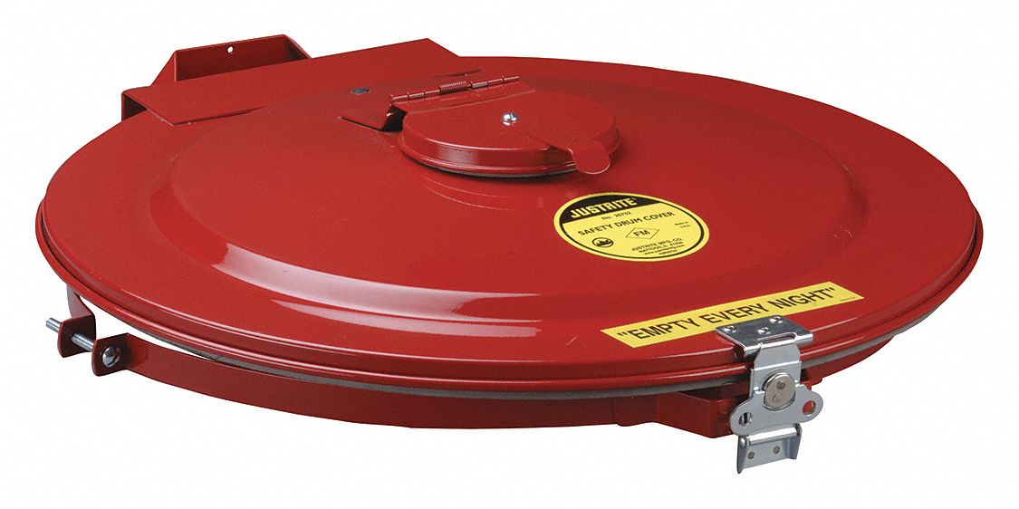 GRAINGER APPROVED Steel Drum Cover, Self Closing Lid, Red, Number of