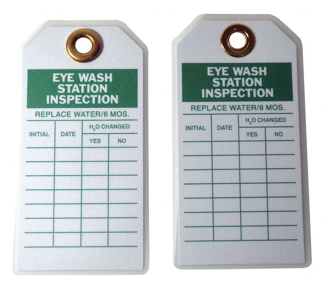 Eye Wash Sta Inspection Tag,Grn/Wht,PK10 9HUP5 754473864378 eBay
