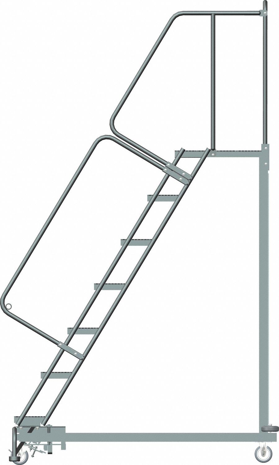 BALLYMORE 7Step Safety Rolling Ladder, Expanded Metal Step Tread, 103