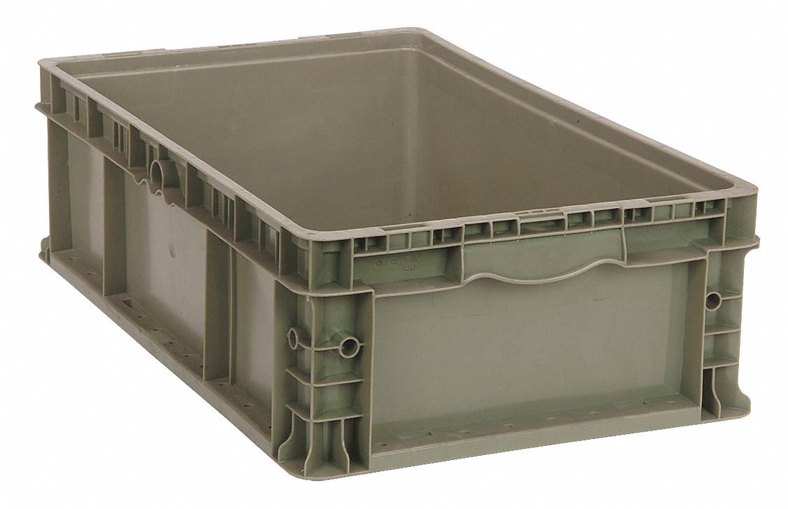 QUANTUM STORAGE SYSTEMS Straight Wall Container, Gray, 9 1/2 inH x 24