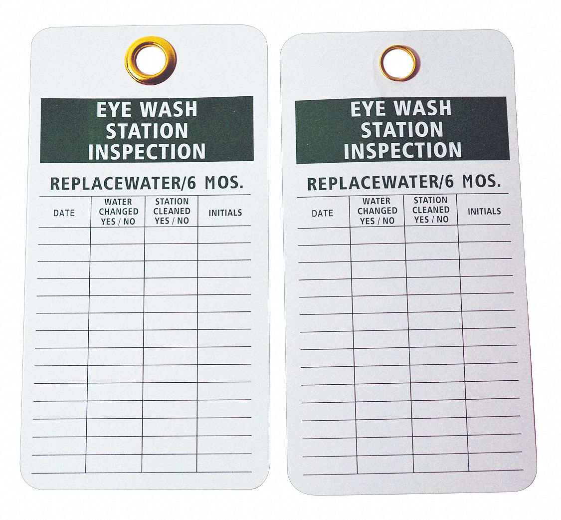 ELECTROMARK Eye Wash/Shower Inspection Tag, Eye Wash Station Inspection