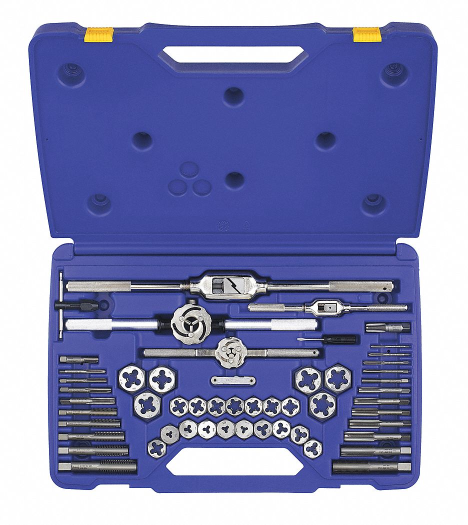 IRWIN, 53 Pieces, 1/8"27 Min. Tap Thread Size, Tap and Die Set 9K174