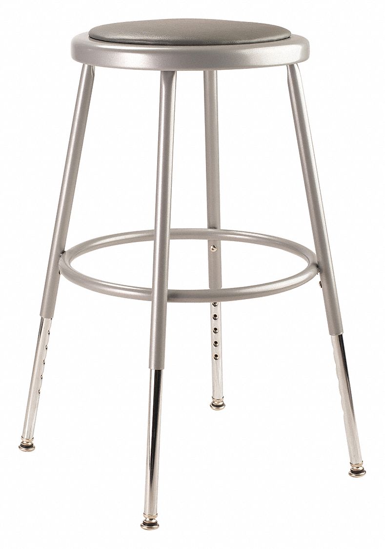 NATIONAL PUBLIC SEATING Round Stool with 25 in to 33 in Seat Height Range and 300 lb Weight