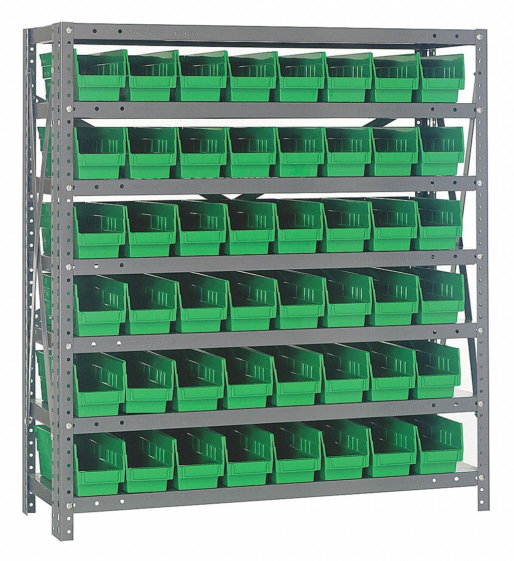 QUANTUM STORAGE SYSTEMS Steel Bin Shelving with 48 Bins, 36 inW x 12