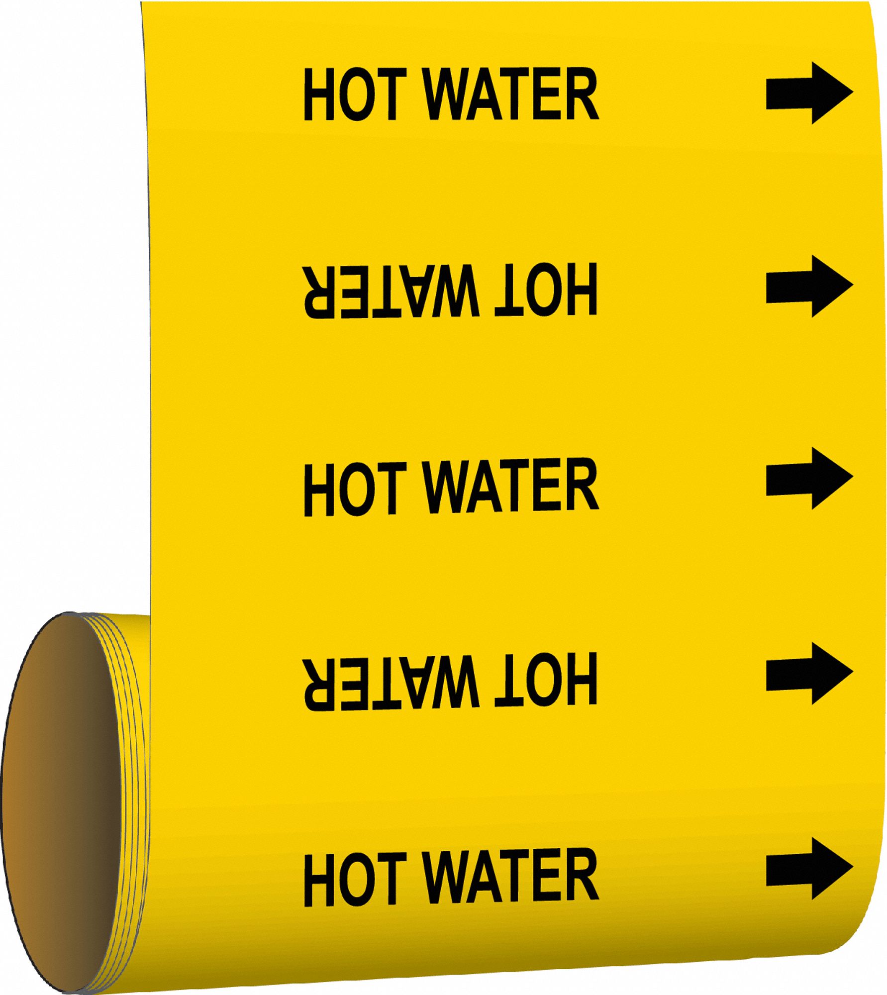 Hot Water, Yellow, Pipe Marker 9MAZ241510 Grainger