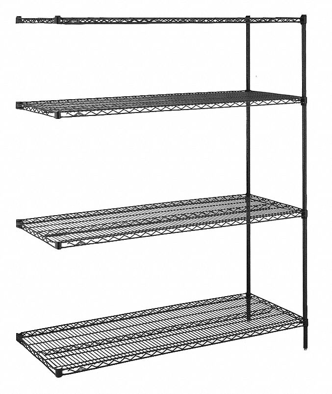 METRO AddOn Wire Shelving Unit, 60 inW x 24 inD x 63 inH, 4 Shelves