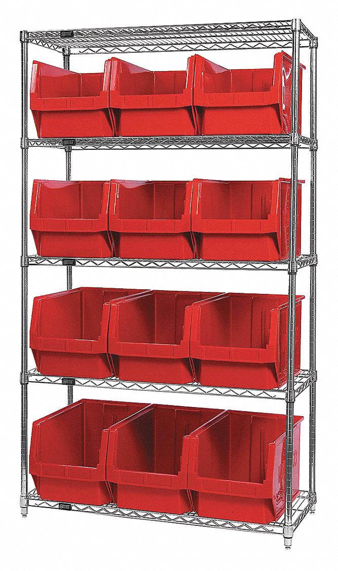 QUANTUM STORAGE SYSTEMS Steel Wire Bin Shelving with 12 Bins, 42 inW x