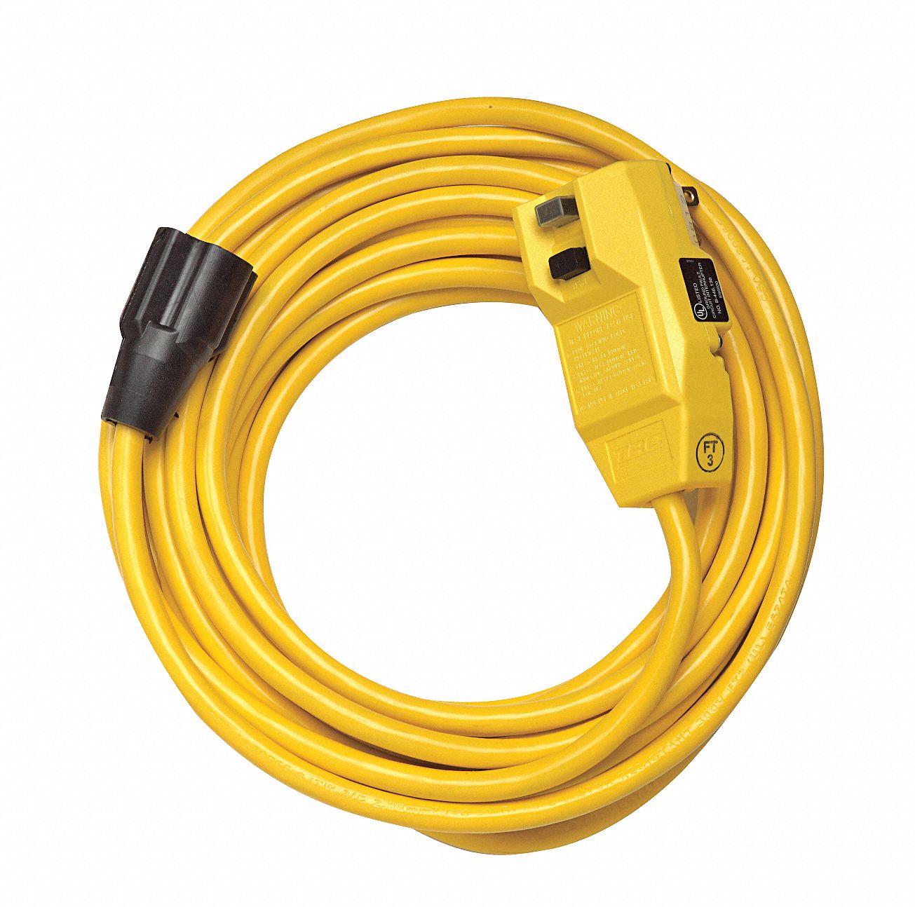 Plug-In GFCI with Cord, 25 ft, Yellow, 15.0, Plug Configuration NEMA 5