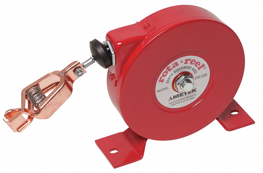 20 ft Retractable Grounding Wire Reel, Red, Cable Coated No Grainger