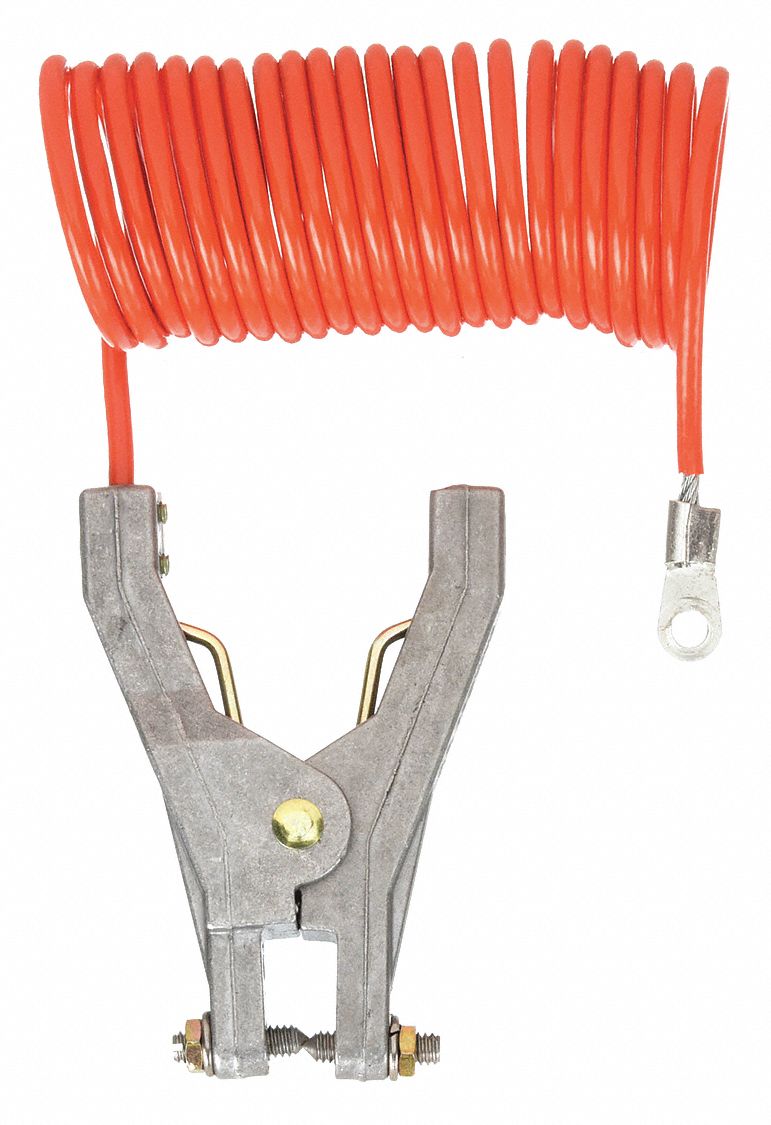 Hand Clamp/Terminal, 10 ft, Coiled Grounding Wire - 9WN83|RAC-10 - Grainger