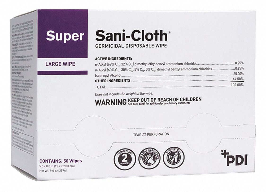 PDI Disinfecting Cleaning Wipes, 50 ct., Packet, Sheet Size 5 in x 8 in