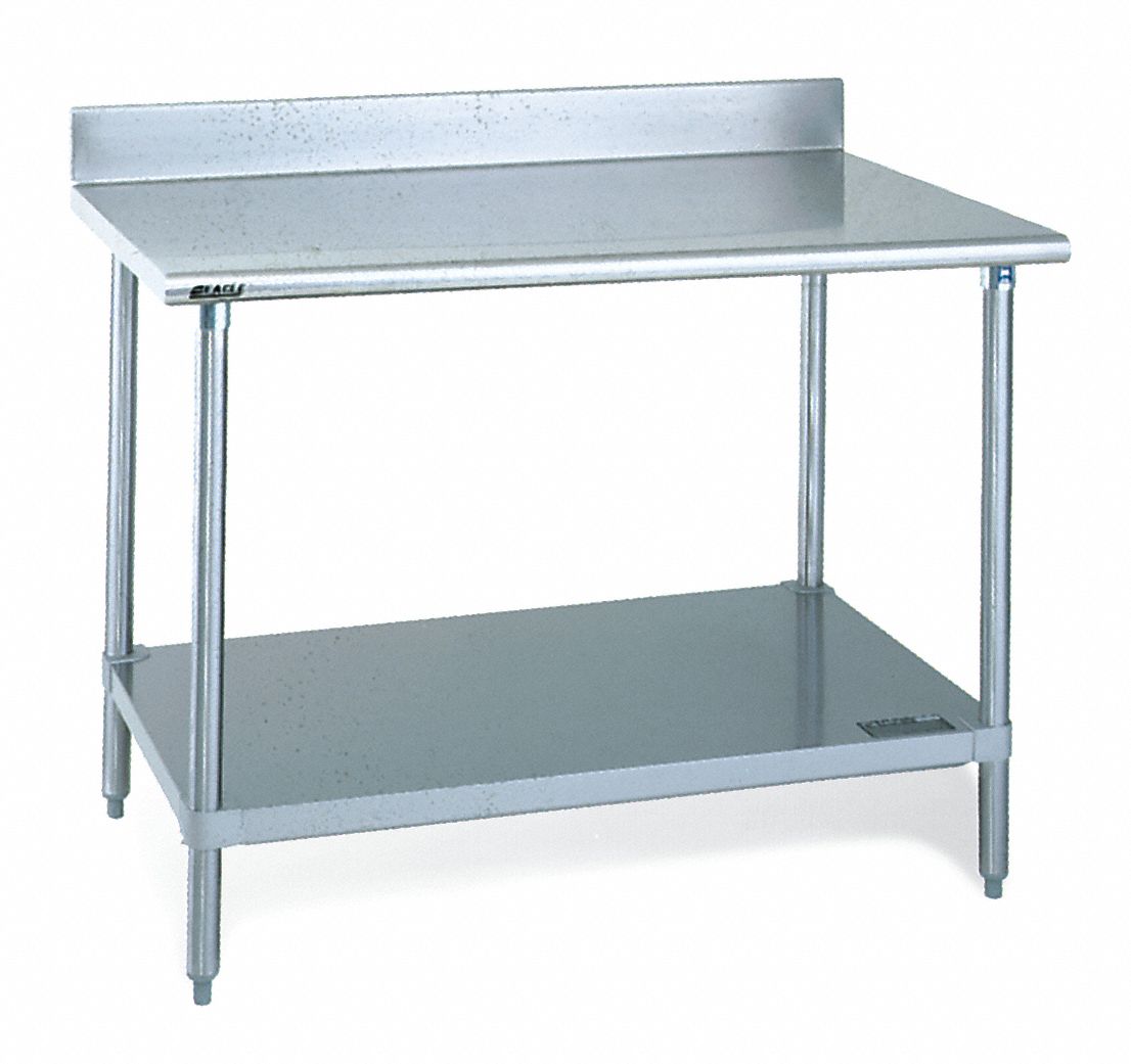 GRAINGER APPROVED Adjustable Height Work Table, Stainless Steel, 30 in
