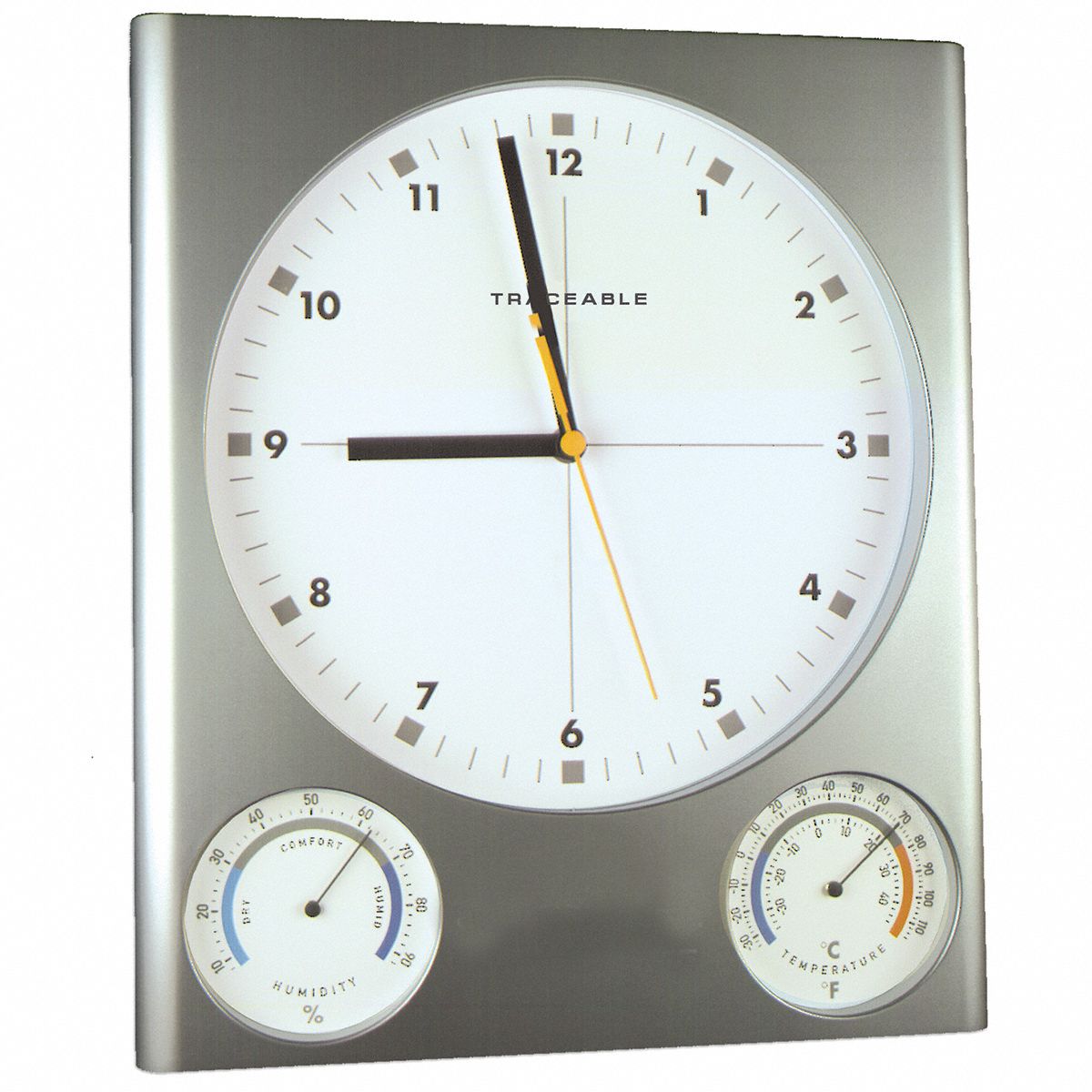 TRACEABLE Analog Hygrometer with Clock Indoor, 34° to 116°F/37° to