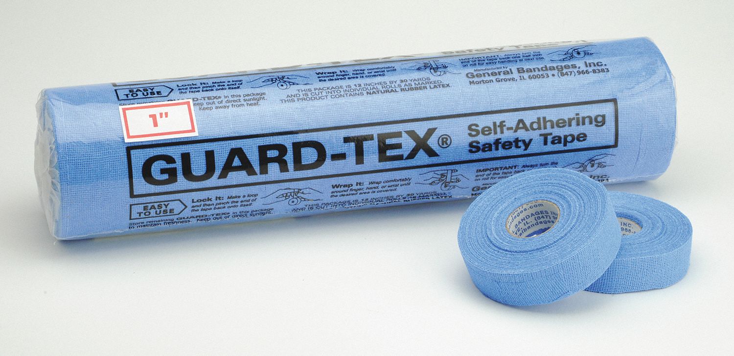 GUARDTEX First Aid Tape, Blue, Waterproof No, Cotton Gauze, 1 in Width