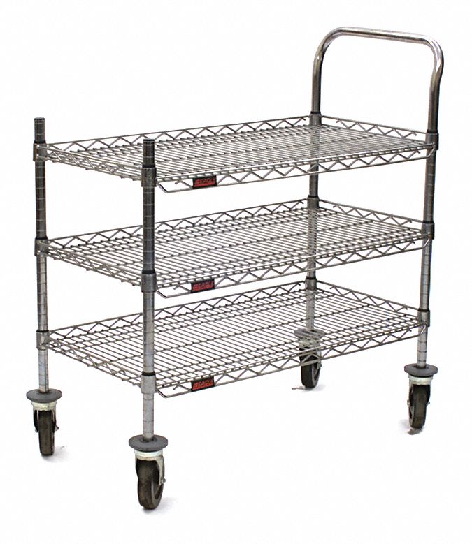 GRAINGER APPROVED Mobile Wire Shelving Unit, 36 inW x 18 inD x 40 inH