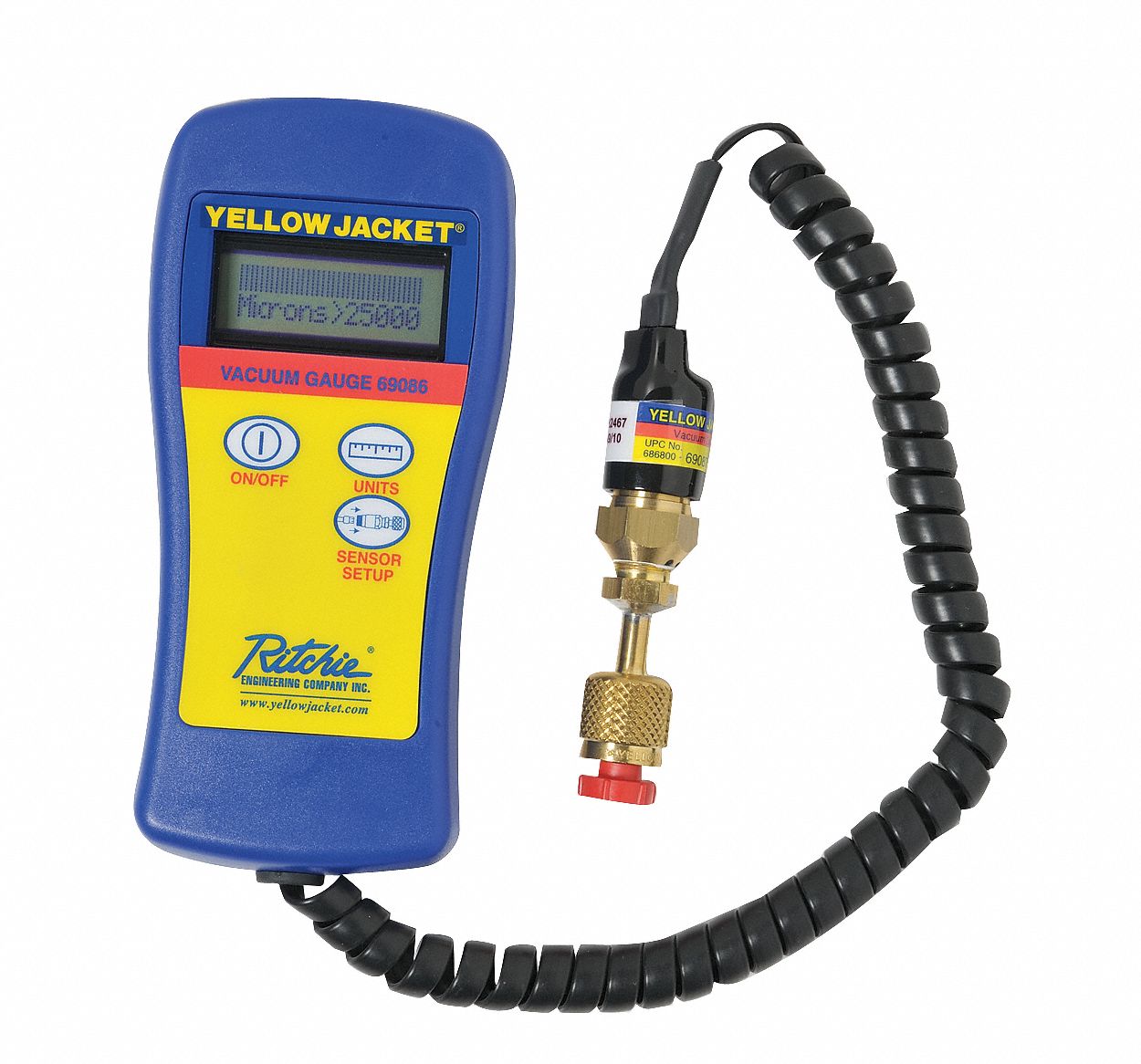 YELLOW JACKET Vacuum Gauge Digital, 10 to 25,000 Microns 9XHF869086