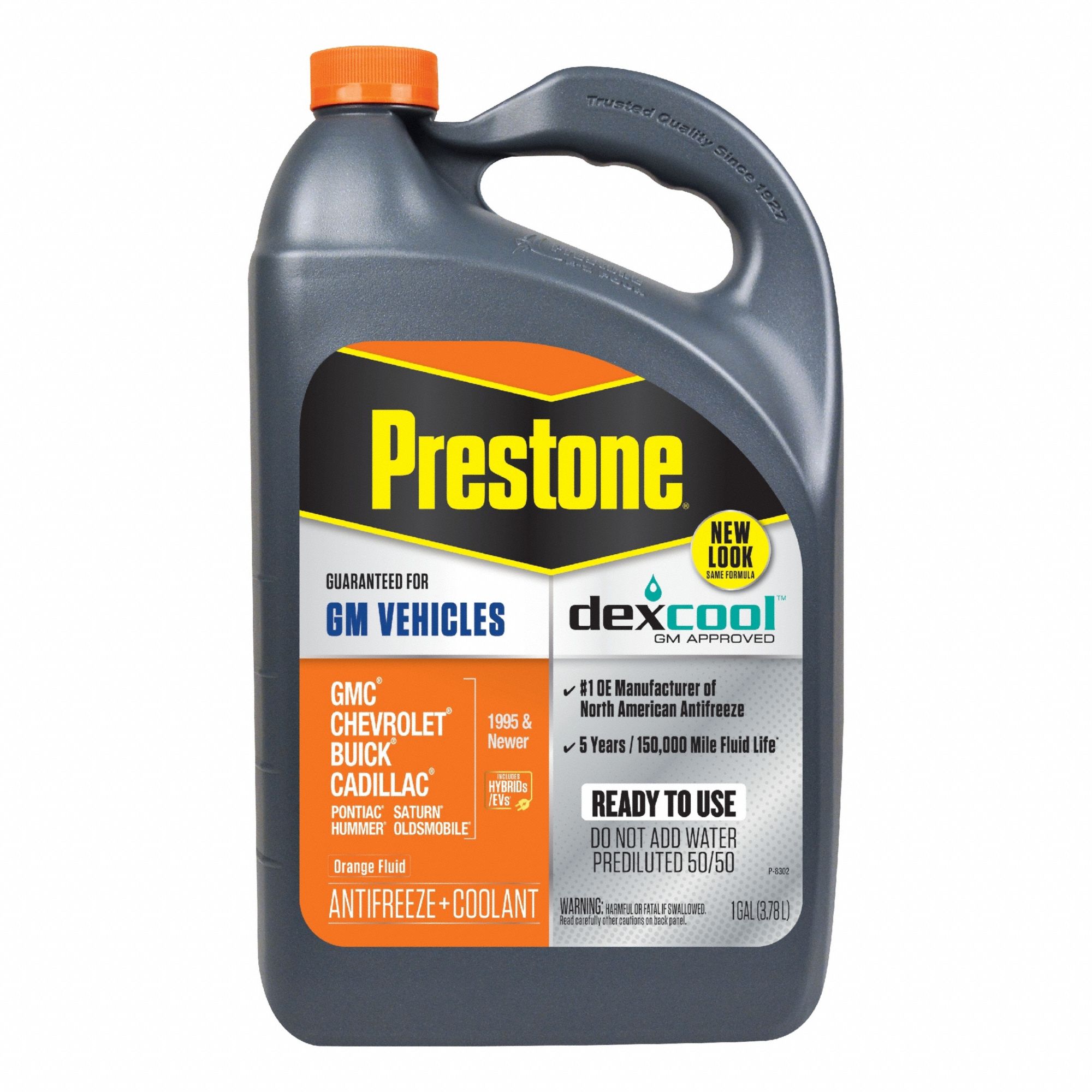 PRESTONE, Pre-Diluted 50/50, 1 gal Container Size, Antifreeze Coolant