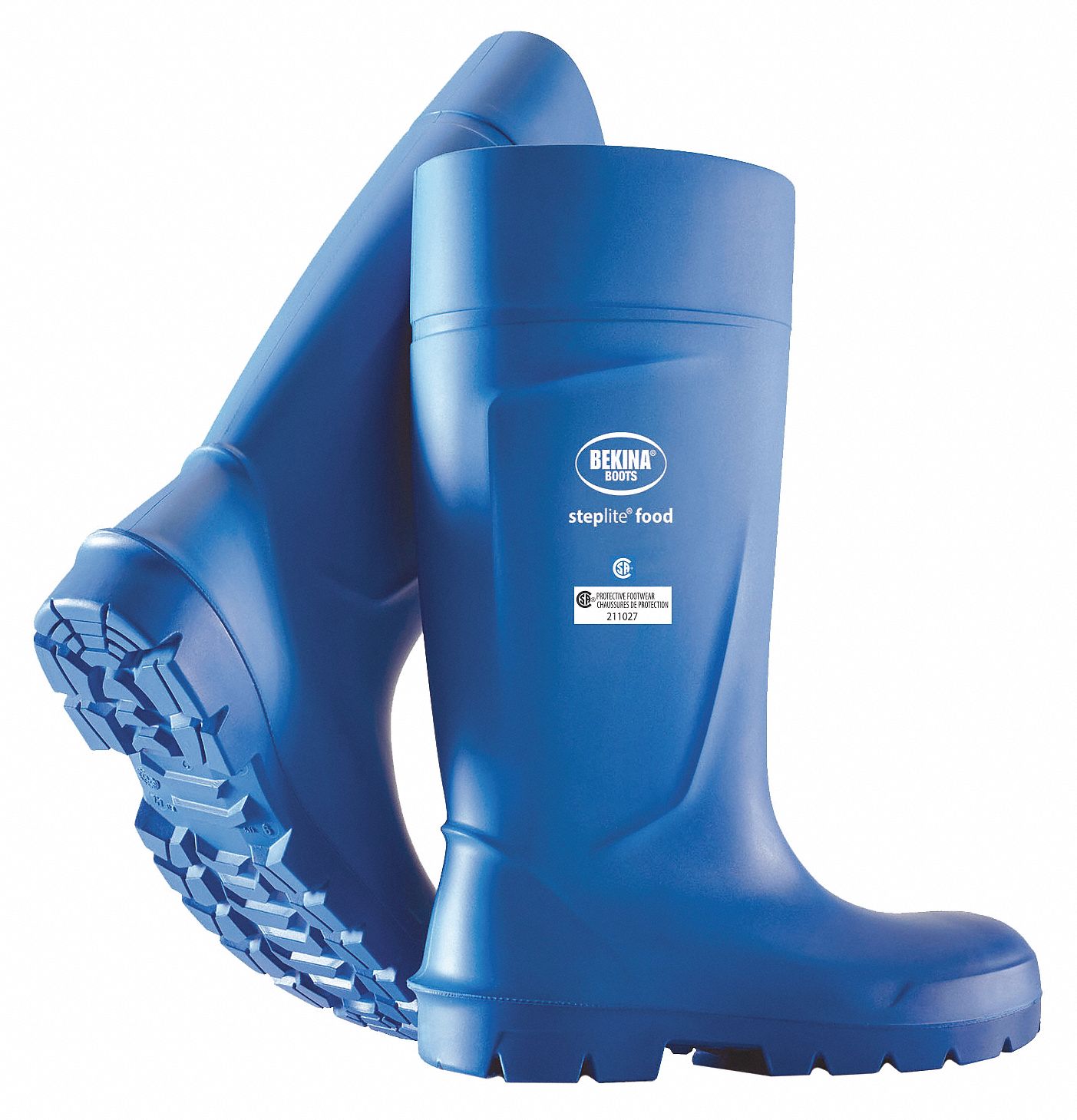 BEKINA STEPLITE FOOD SAFETY PU BOOTS, 10, UNISEX, BLUE, 15 IN, STEEL