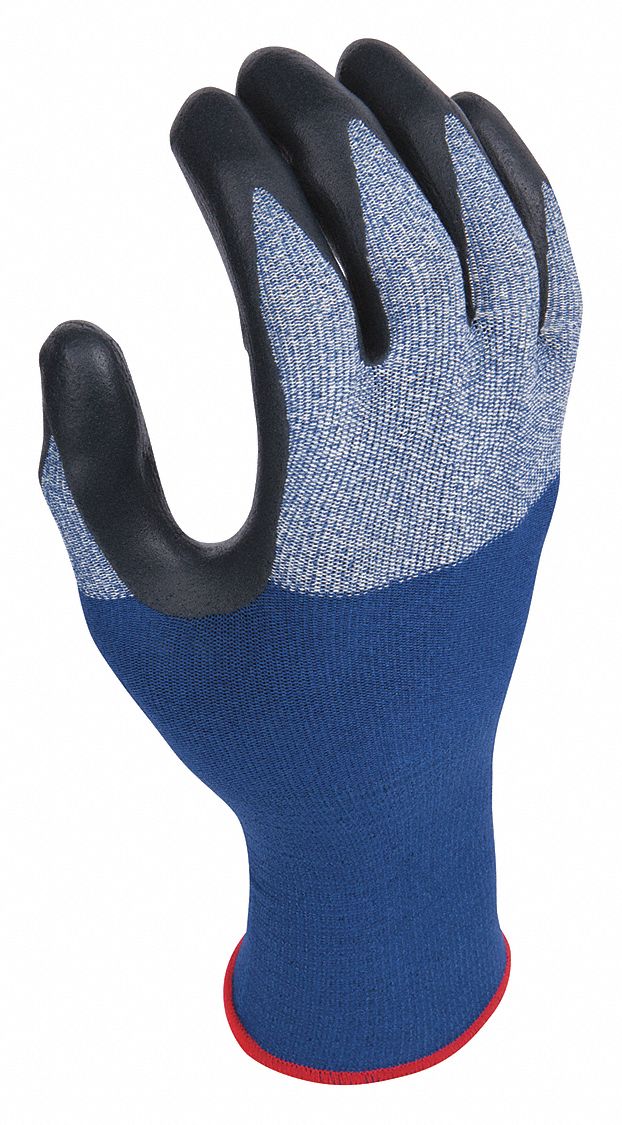 SHOWA Coated Gloves L ( 9 ), Rough, Foam Nitrile, Palm, Dipped, ANSI