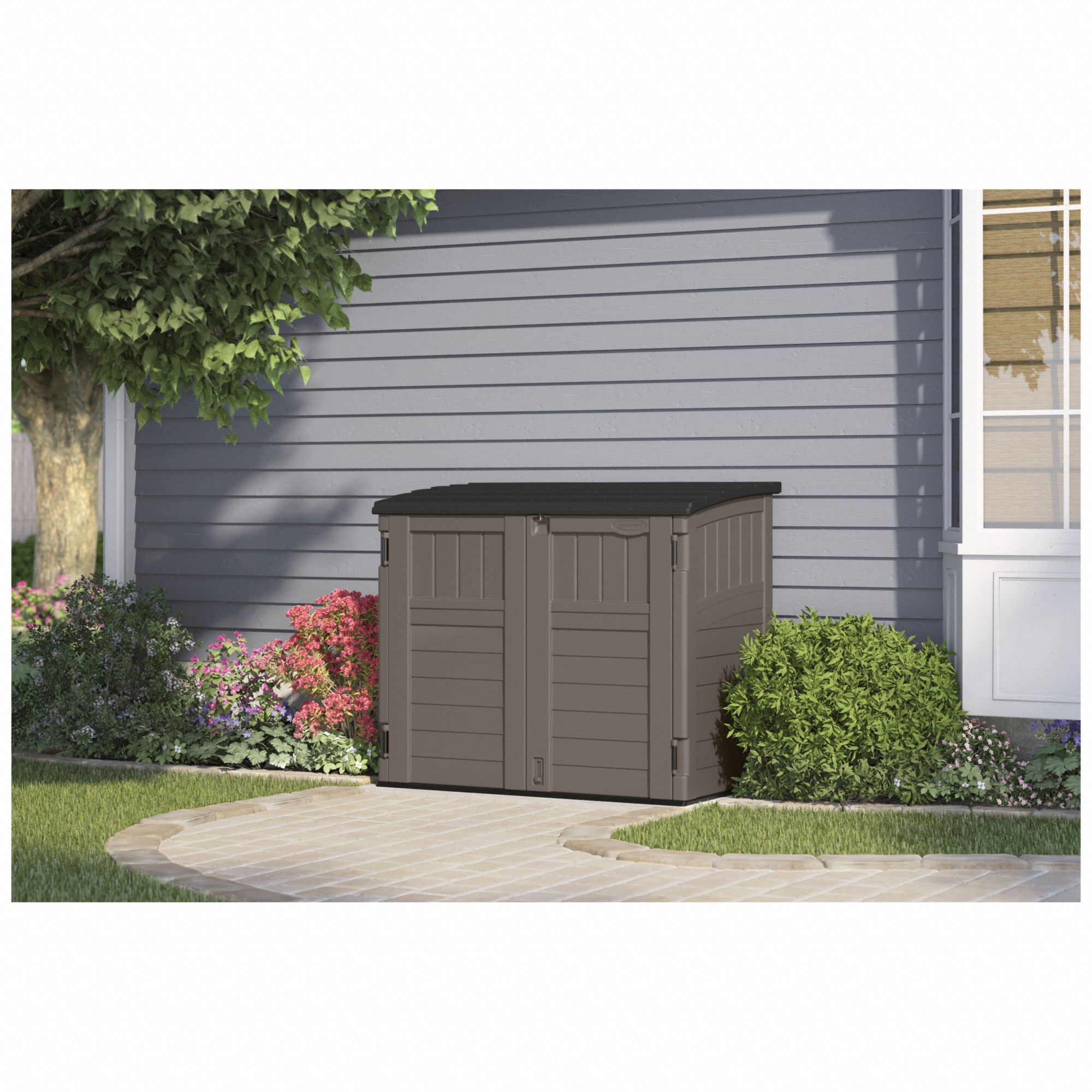 SUNCAST Plastic Storage 34 cu ft Capacity, Gray, 1 in x 4 1/4