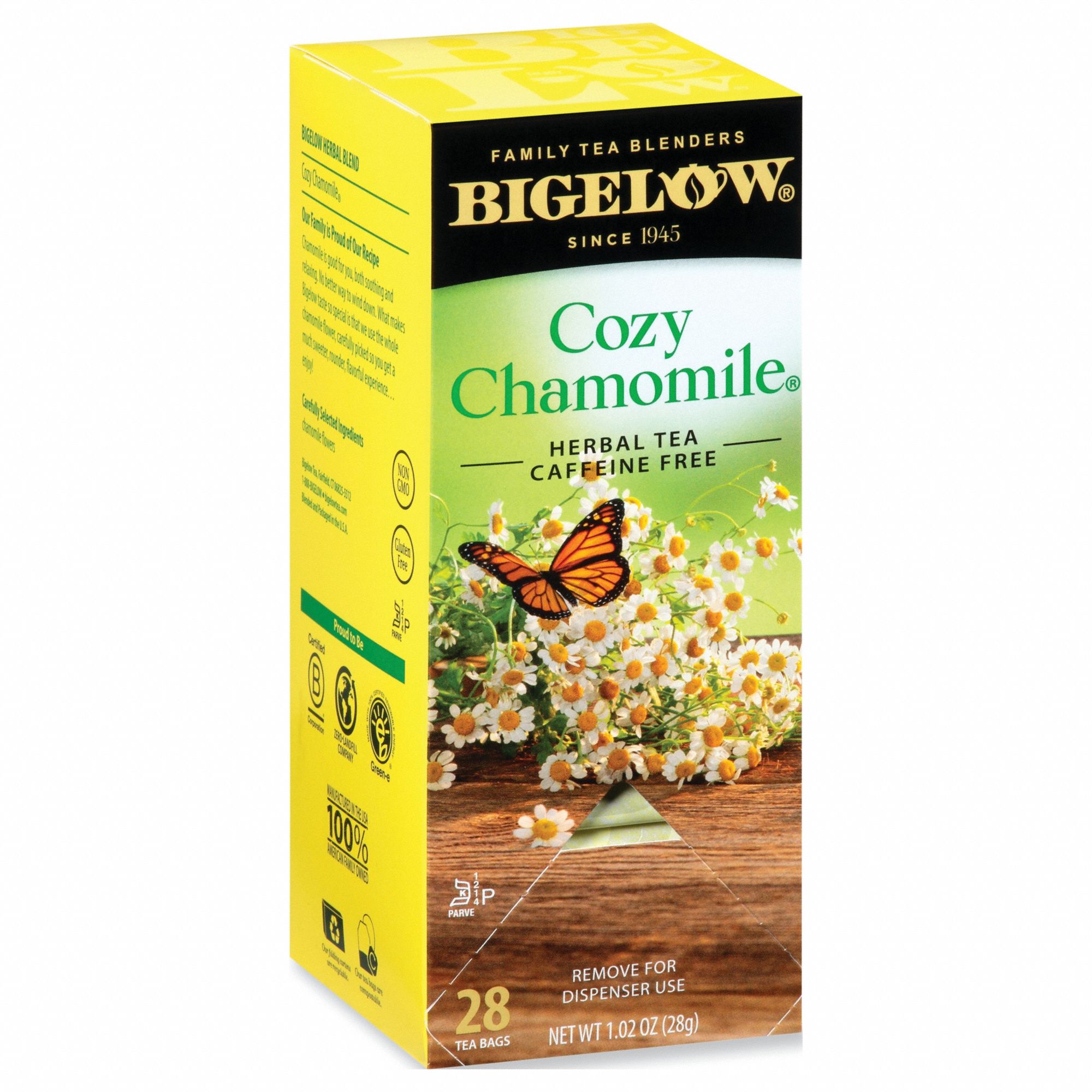 BIGELOW, Chamomile, Tea Bag Beverage Pack, Tea 43RE030401 Grainger
